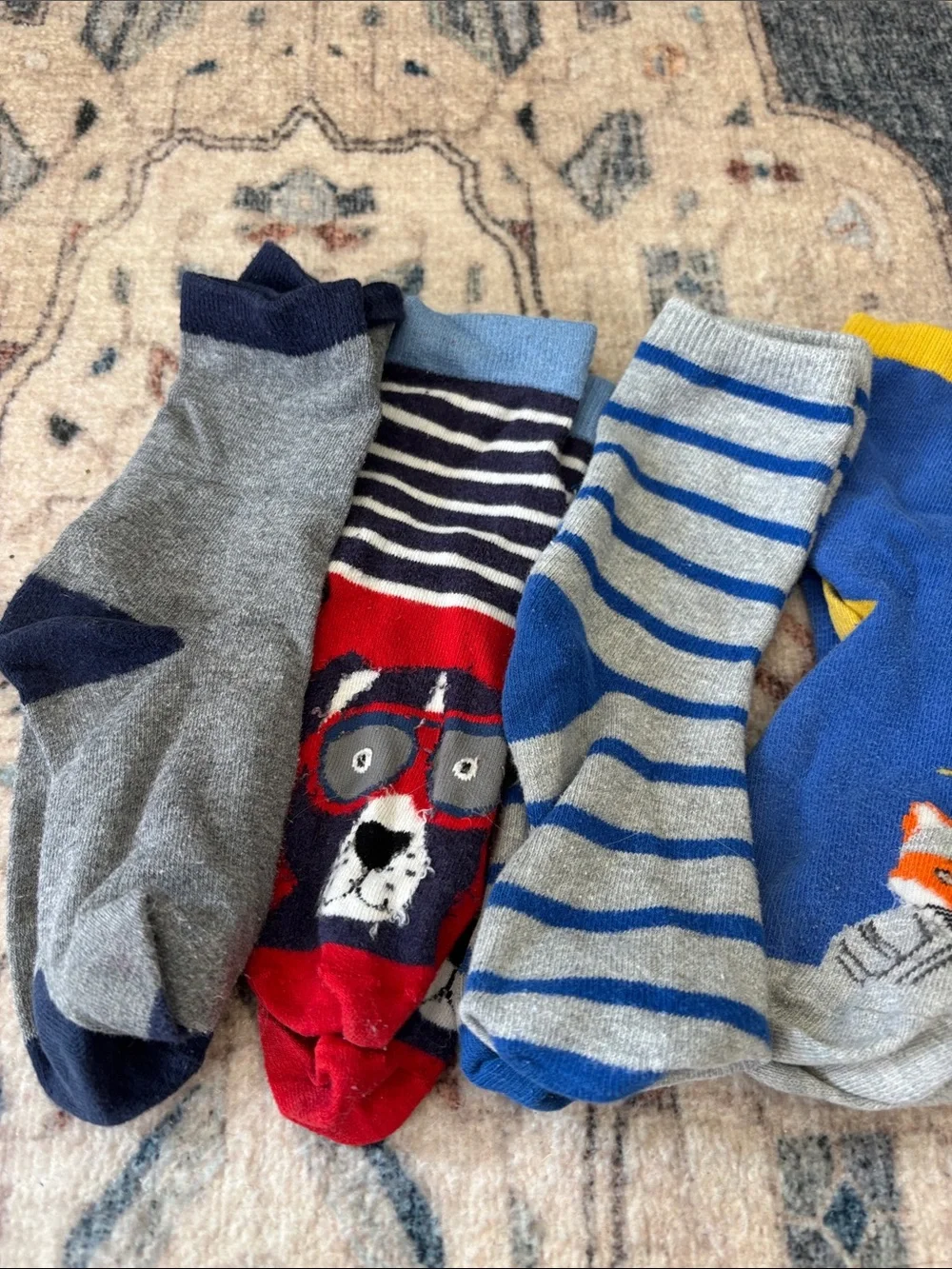 Kids Mixed-Pattern Ankle Socks - Blue, Red, Green, Gray, Crewcuts etc